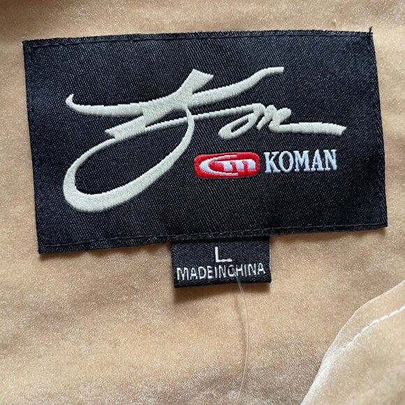 Mens Koman Suede Jacket Button Down Coat Color Blocked Size L New u - Picture 13 of 16